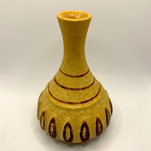 VTG PIC USA Pottery Vase Mini Hand-painted Tan  Brown